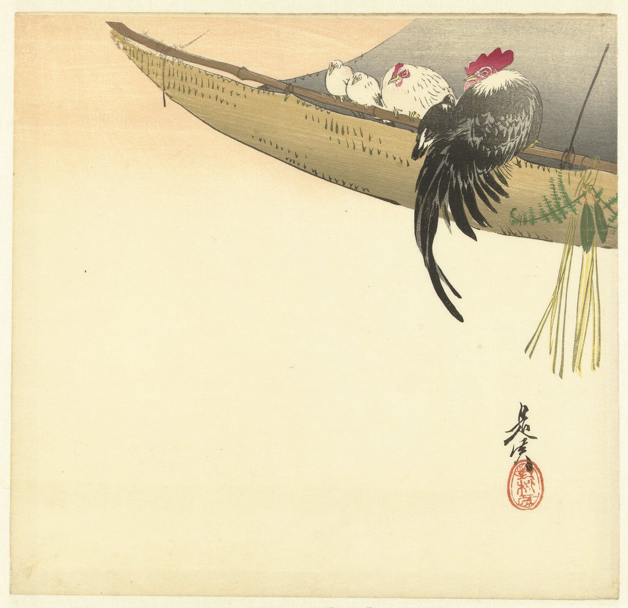 鸡年元旦 作者 Shibata Zeshin