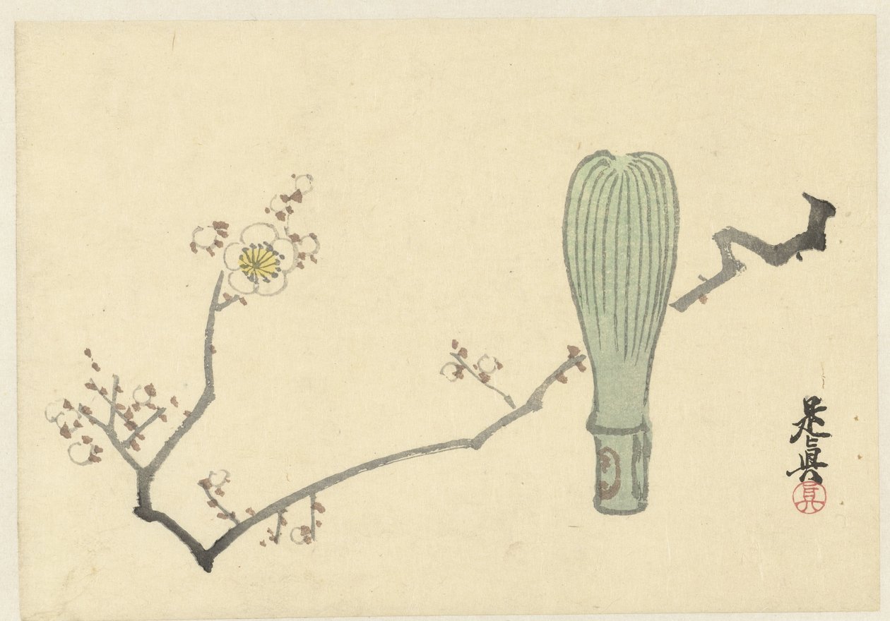 梅花和打茶器 作者 Shibata Zeshin