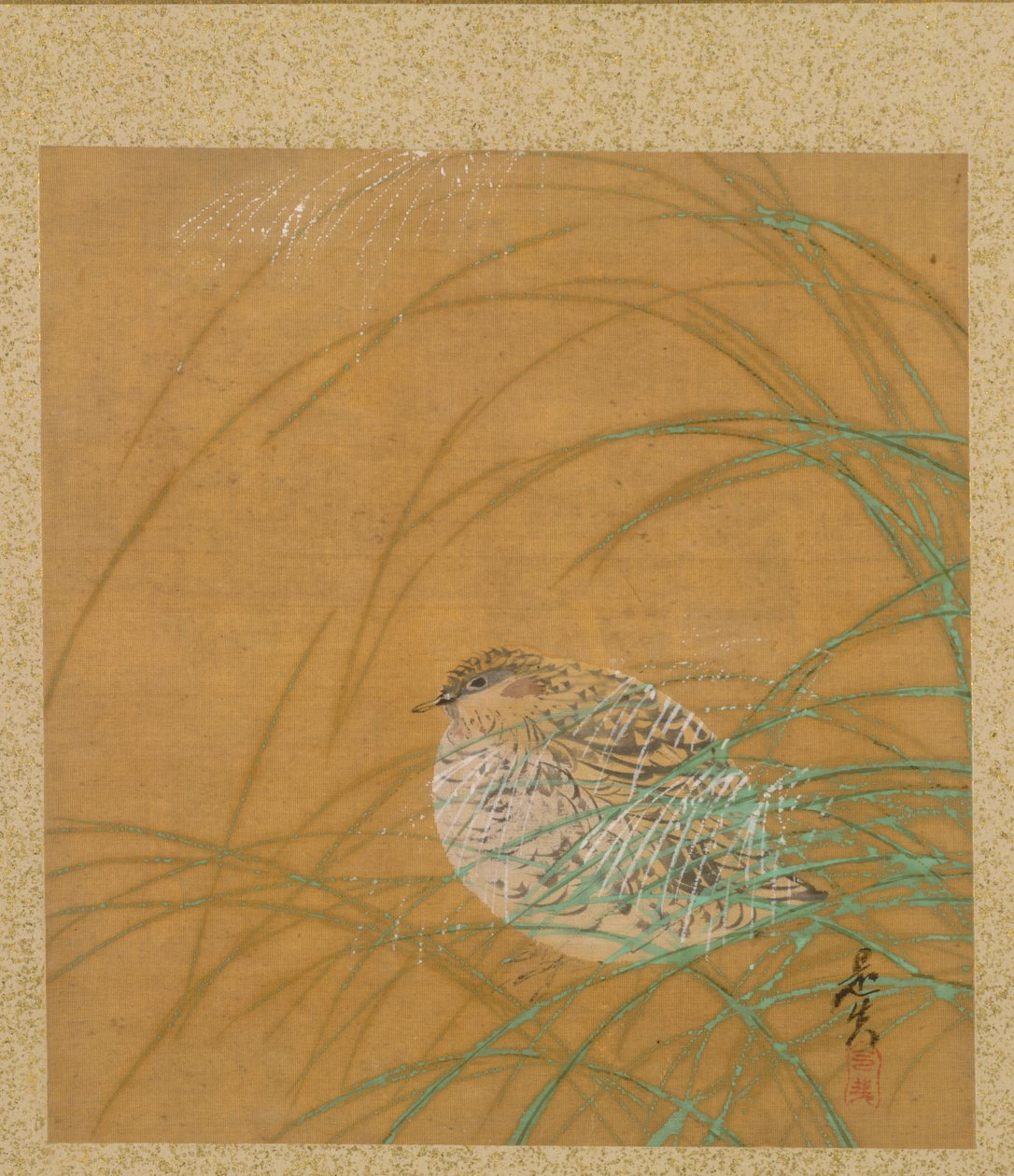 画集里的鹌鹑在草丛中 作者 Shibata Zeshin