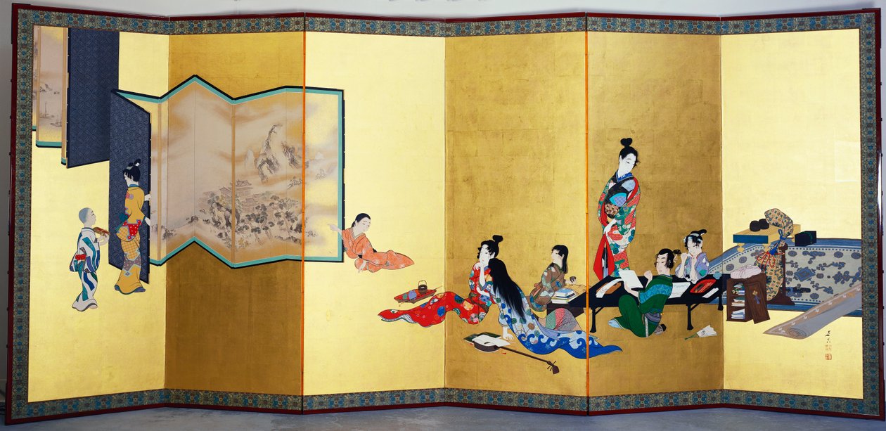 四种优雅的消遣-音乐，围棋游戏 作者 Shibata Zeshin