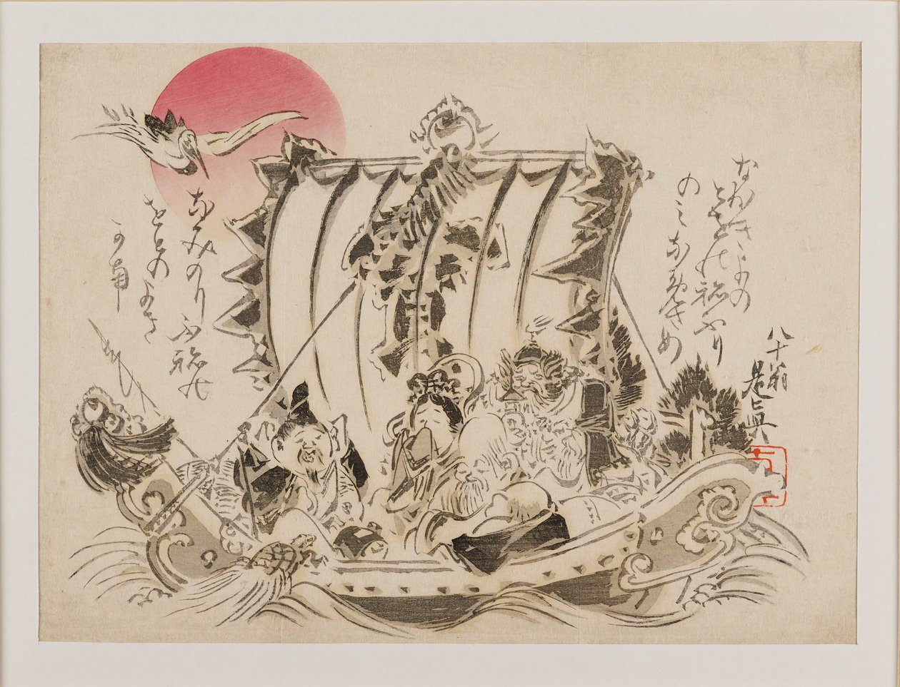 乘坐宝船的七位幸运之神，1886年出版。 作者 Shibata Zeshin