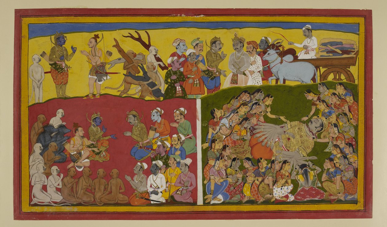 Vibhīṣaṇa 追悼 Rāvaṇa；Rāma 命令举行葬礼仪式和 Vibhīṣaṇa 的加冕礼 作者 