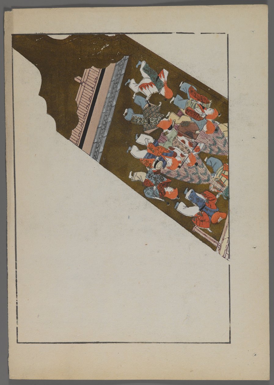 日本玩具，来自Shimizu Seifu，1891-1923的Unai no tomo（A Childs Friends）。 Hanetsuki用戏剧场景划桨。 作者 清水清风