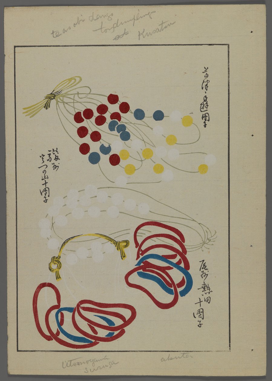 日本玩具，来自Shimizu Seifu，1891-1923的Unai no tomo（A Childs Friends）。字符串，循环，珠子。 作者 清水清风
