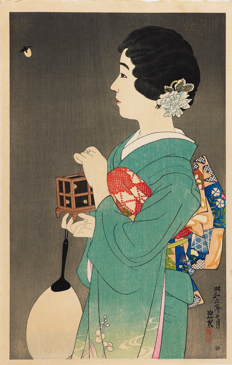 捉萤火虫》 Hotaru gari, 1931年 作者 伊藤慎水