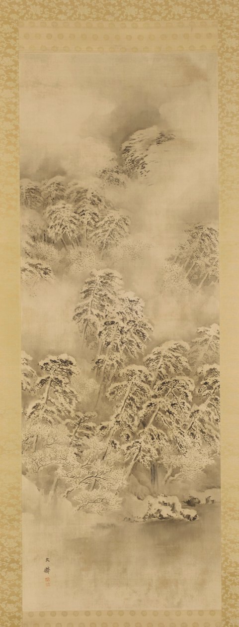 冬季风景，江户时代或明治时代，约1865-1870年。 作者 盐川文林
