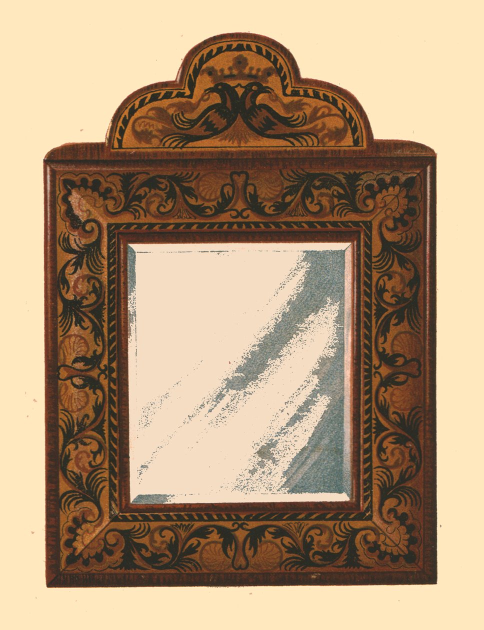 核桃木镜框镶嵌镶嵌镜，1905年 作者 雪莉·查尔斯·莱韦林·斯洛科姆