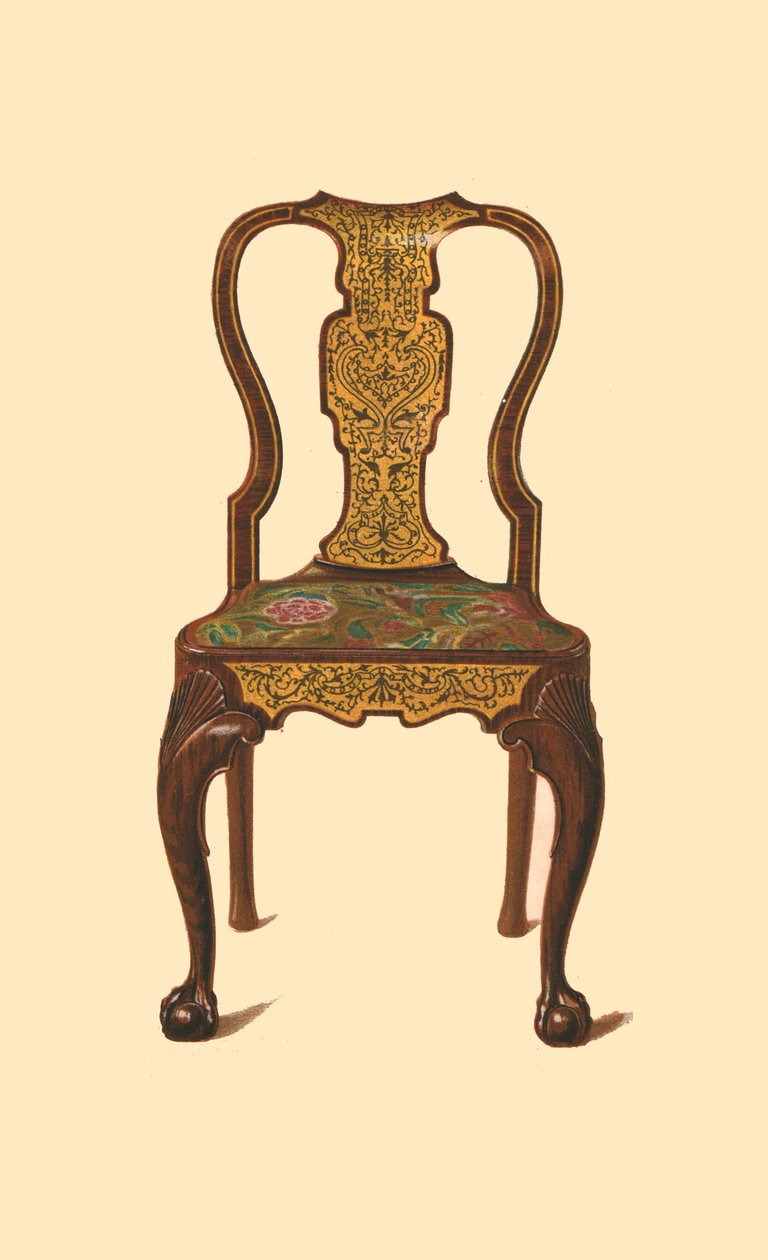 胡桃木镶嵌镶嵌椅子，1905年 作者 雪莉·查尔斯·莱韦林·斯洛科姆
