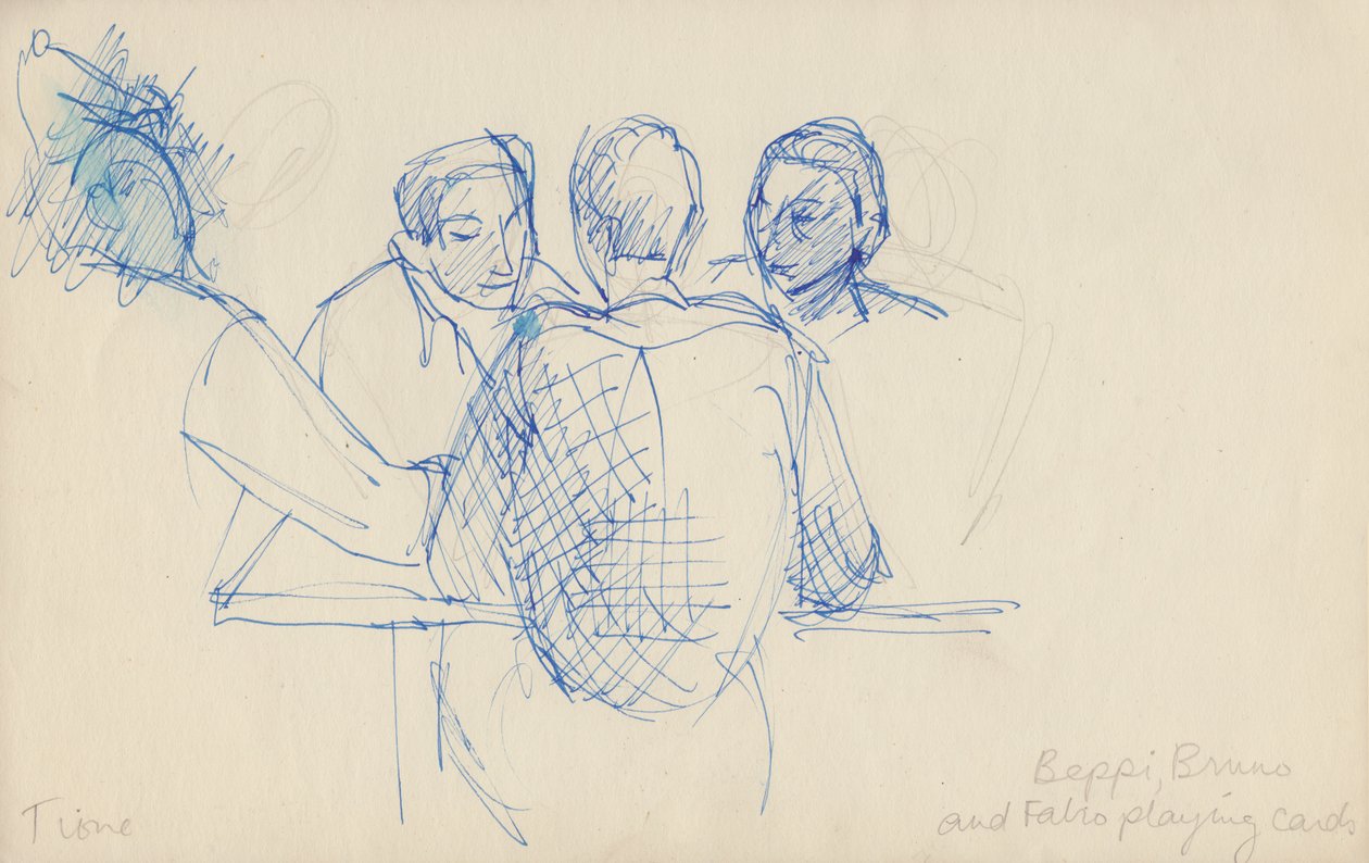 Beppi, Bruno and Fabio playing cards", c1950.   作者 雪莉·马卡姆