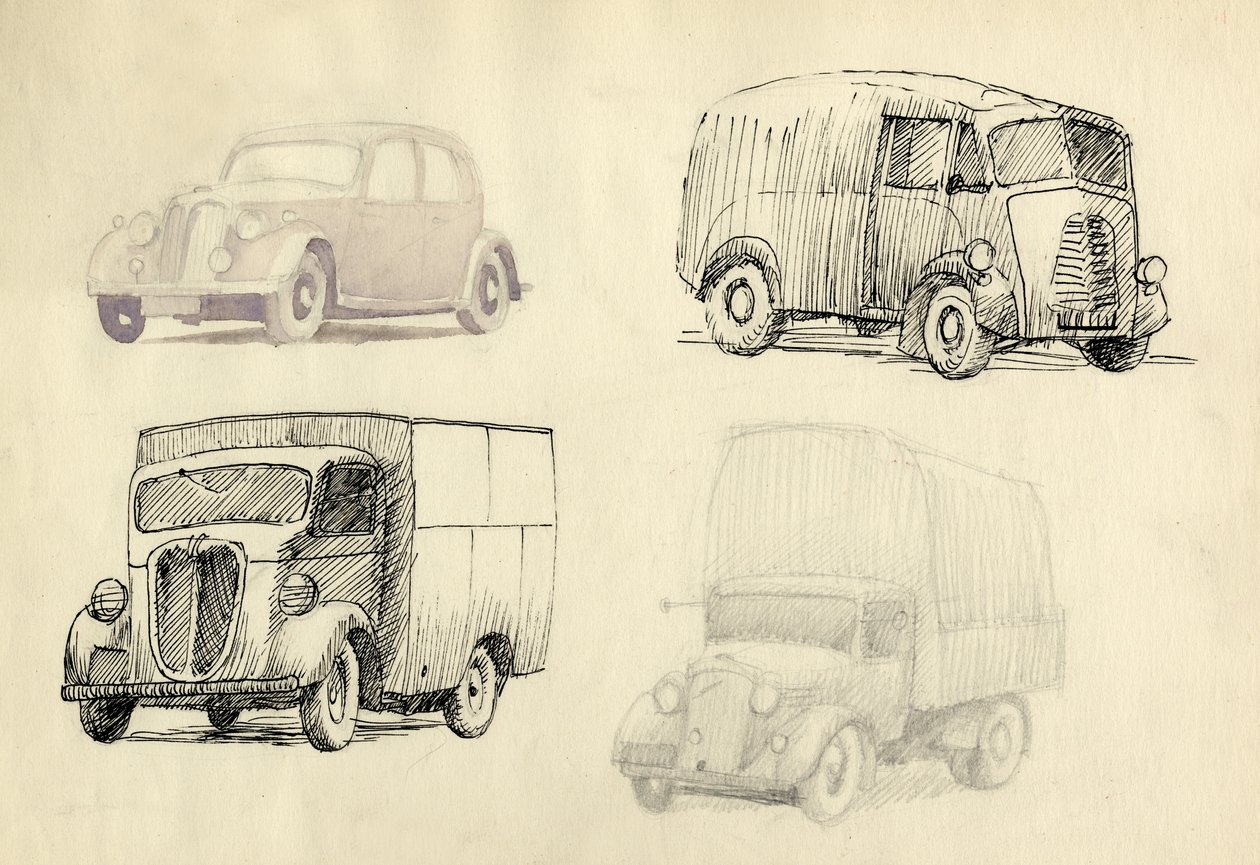 汽车和货车，1951年。 作者 雪莉·马卡姆