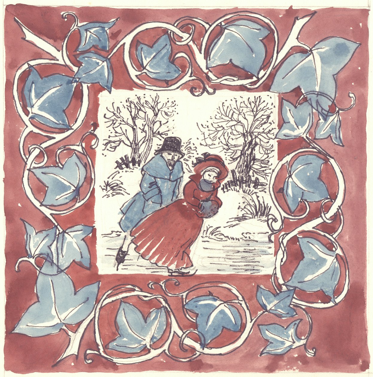 圣诞溜冰者, c1970. 作者 雪莉·马卡姆