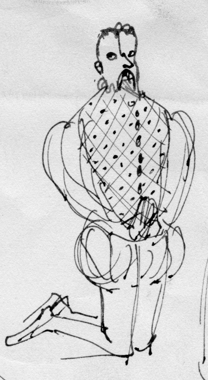穿着时代服装的男子，约1950年。 作者 雪莉·马卡姆