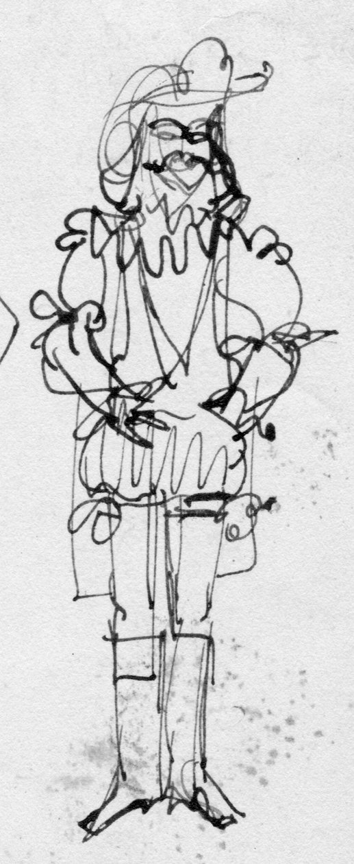 穿着时代服装的男子，约1950年。 作者 雪莉·马卡姆
