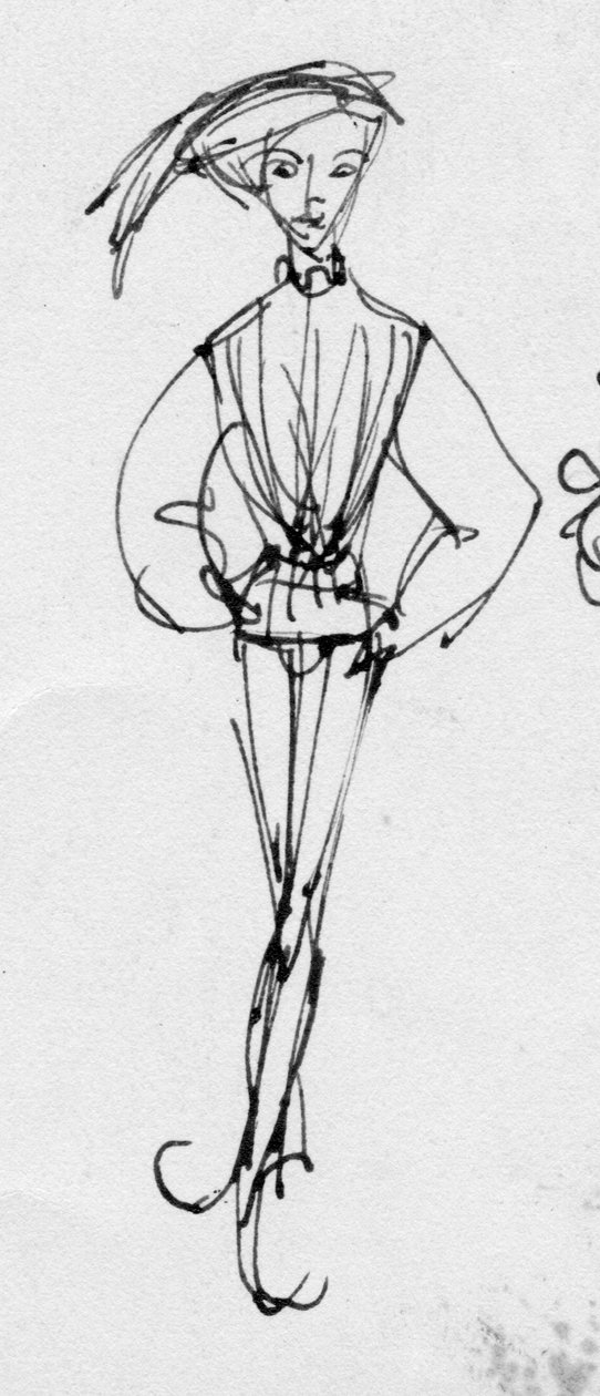 穿着时代服装的男子，约1950年。 作者 雪莉·马卡姆