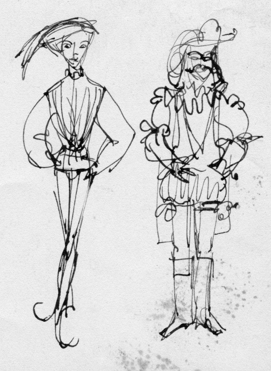 穿着时代服装的男子，约1950年。 作者 雪莉·马卡姆