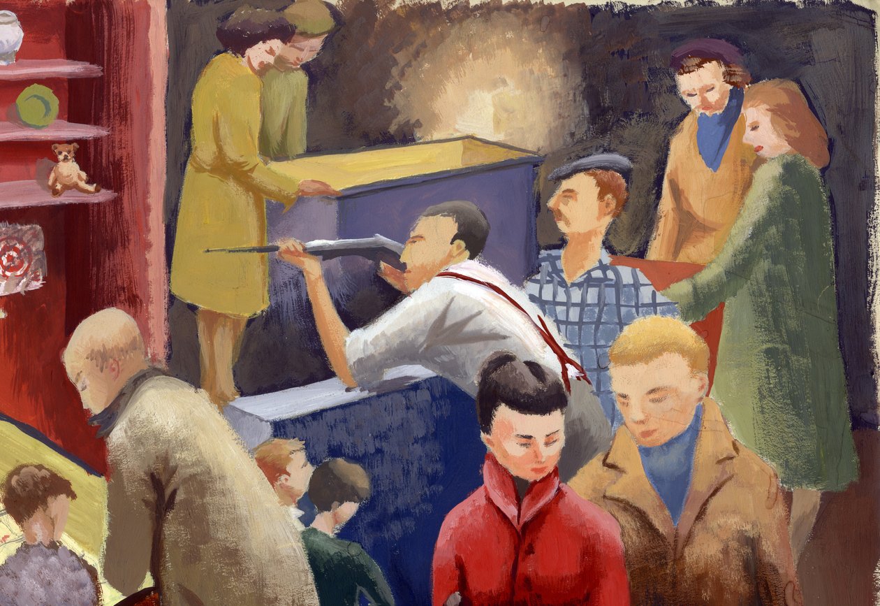 游乐场的步枪射击场，约1950年。 作者 雪莉·马卡姆