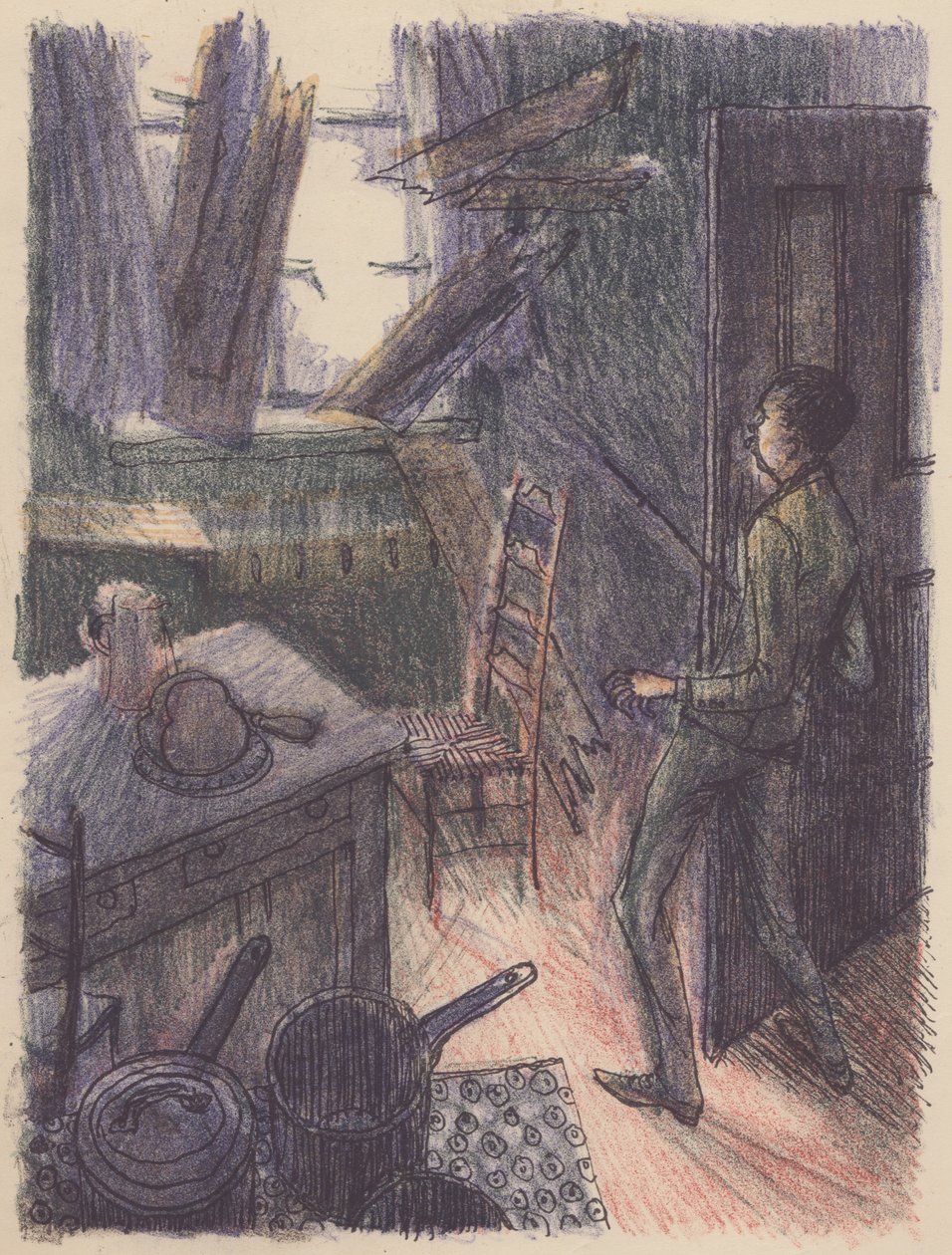 隐形人》的场景：打破窗户，1953年。 作者 雪莉·马卡姆