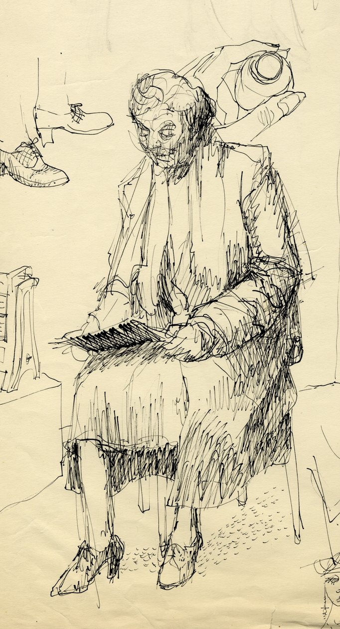 坐着的女人在阅读，1953年。 作者 雪莉·马卡姆