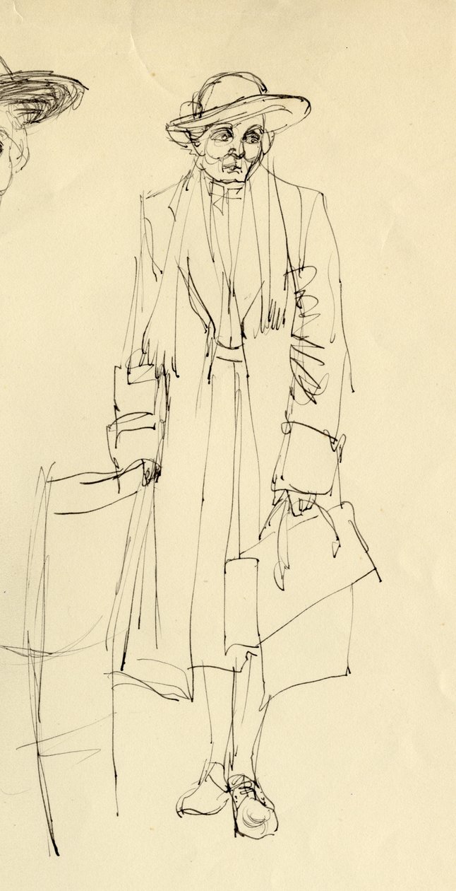 戴帽子的站立妇女，1953年。 作者 雪莉·马卡姆