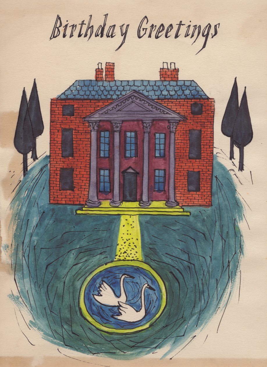 Stately home, birthday card, 1952. 作者 雪莉·马卡姆