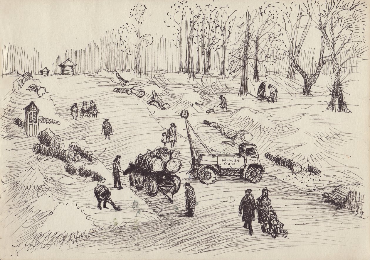 砍伐树木，约1950年。 作者 雪莉·马卡姆