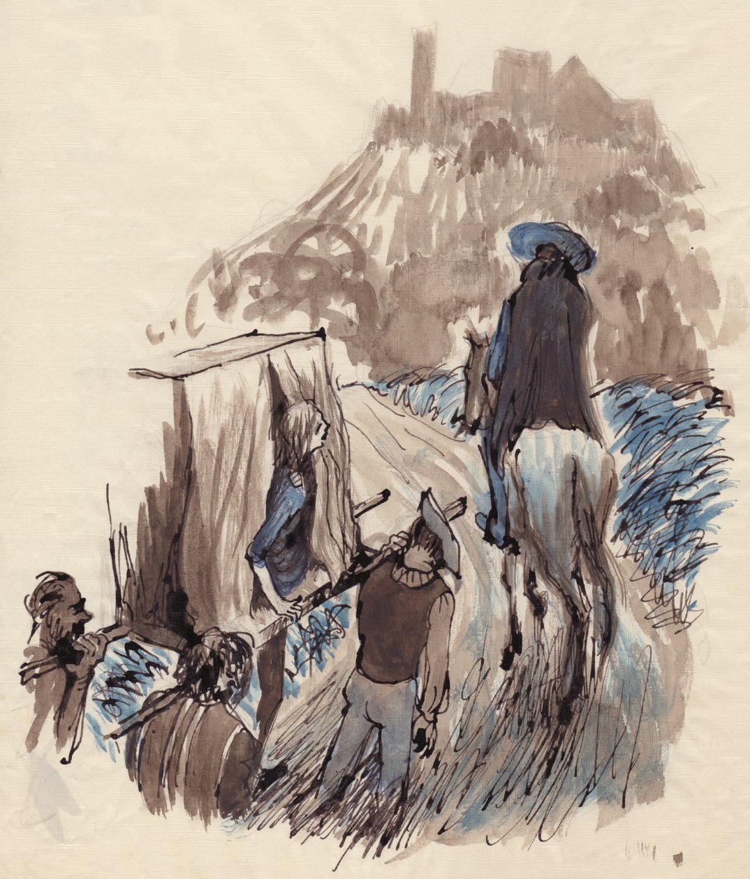 轿子里的女人，约1950年。 作者 雪莉·马卡姆