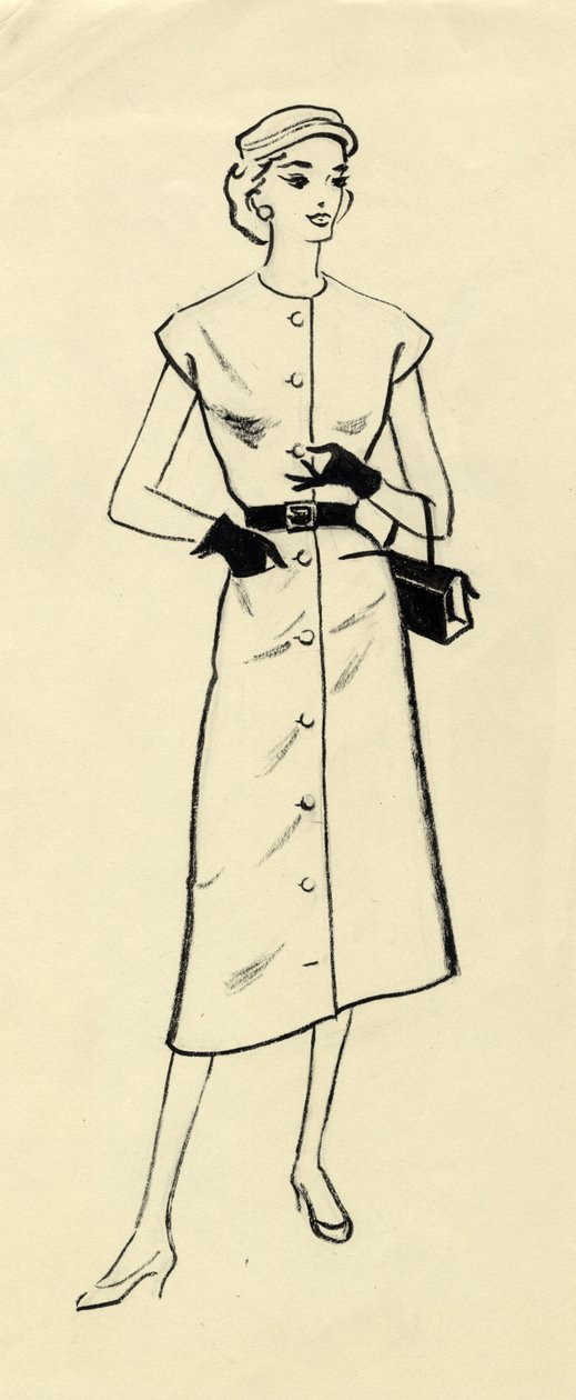 穿带子的女人，约1950年。 作者 雪莉·马卡姆