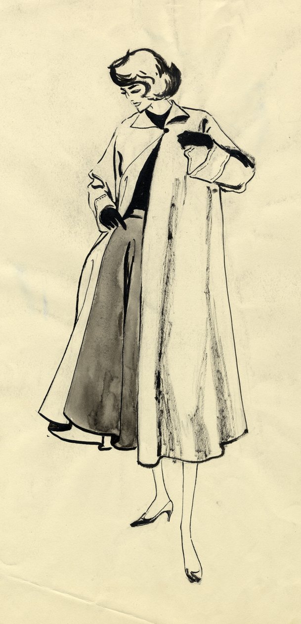 穿大衣和长裙的女人，约1950年。 作者 雪莉·马卡姆