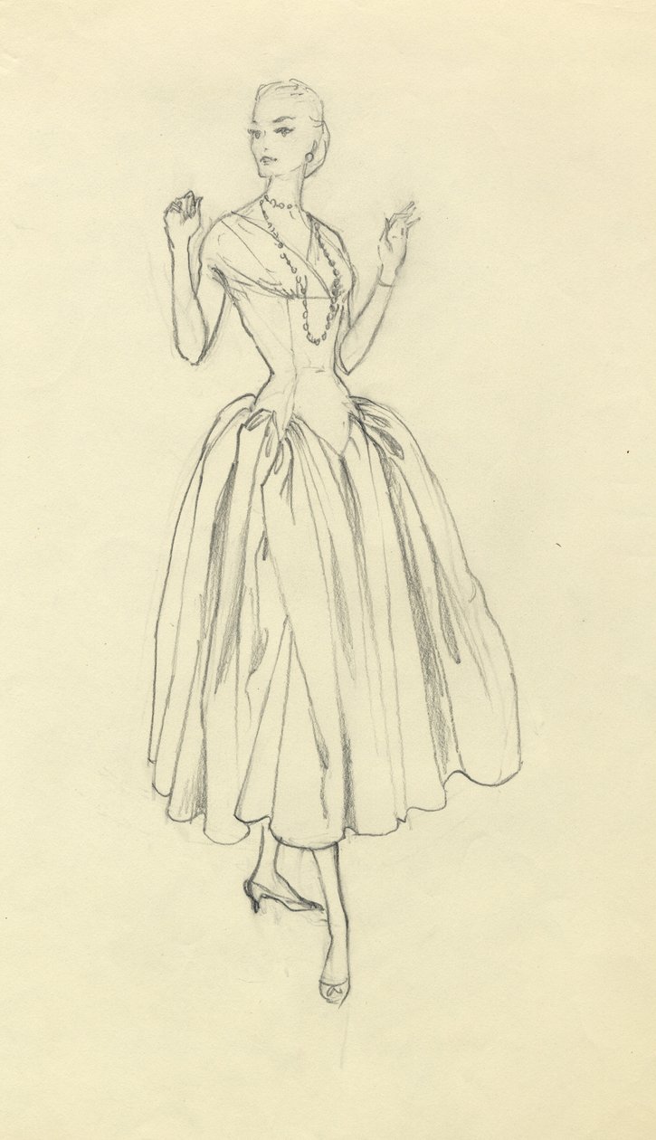 穿窄腰裙的女人，约1952年。 作者 雪莉·马卡姆