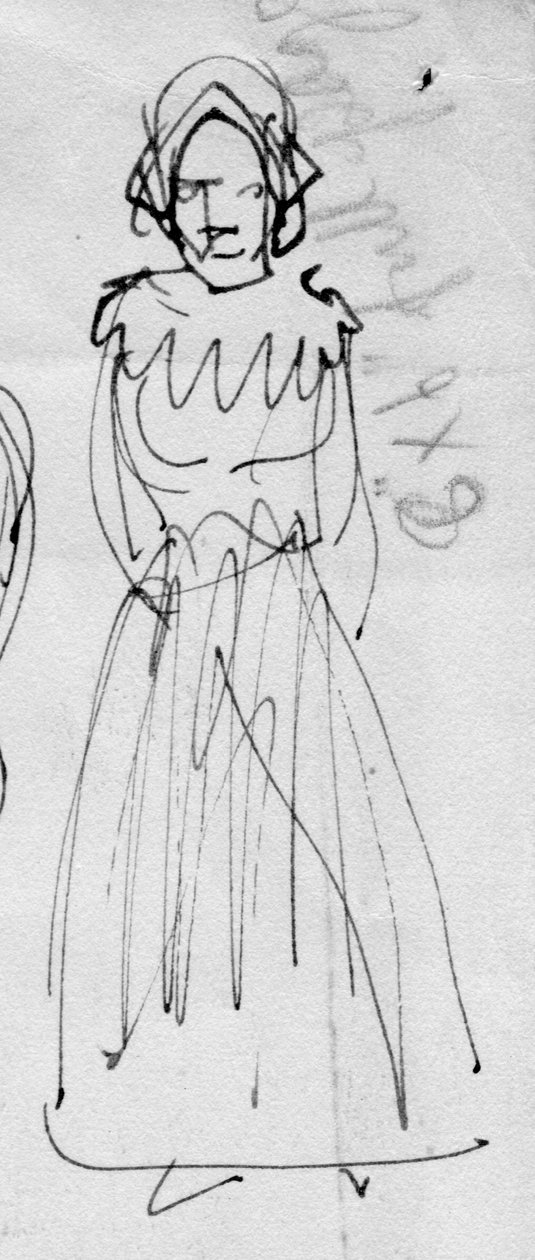 穿着时代服装的女人，约1950年。 作者 雪莉·马卡姆