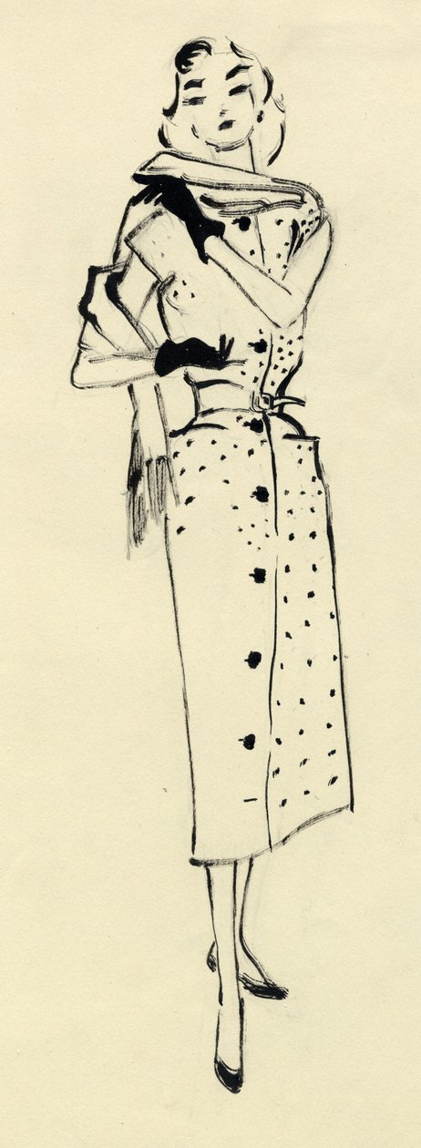 穿着有斑点的衣服的女人，约1950年。 作者 雪莉·马卡姆