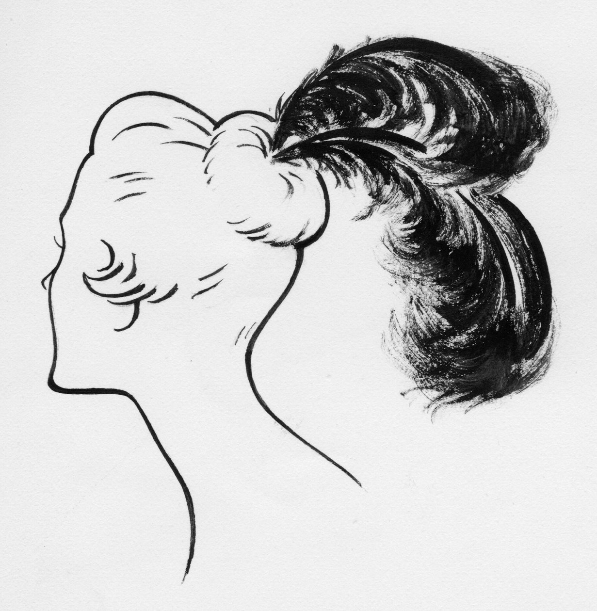 带着鸵鸟羽毛的女人，约1950年。 作者 雪莉·马卡姆