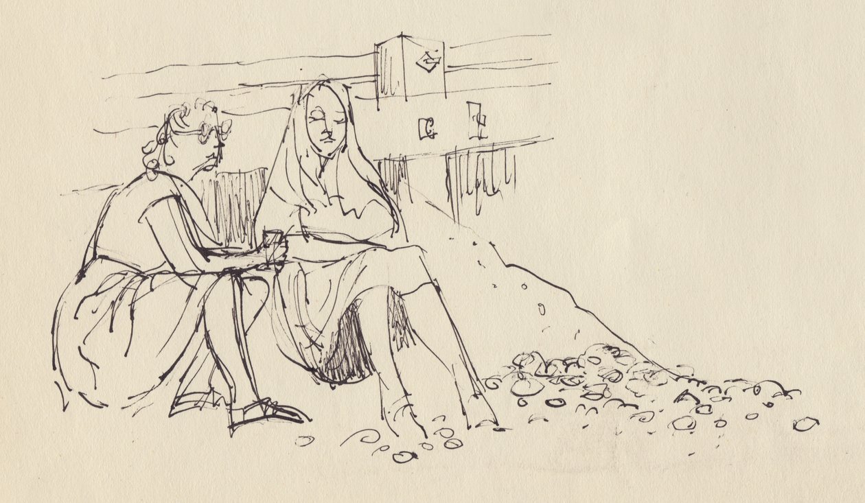 海滩上的女人，英格兰南海岸，约1950年。   作者 雪莉·马卡姆