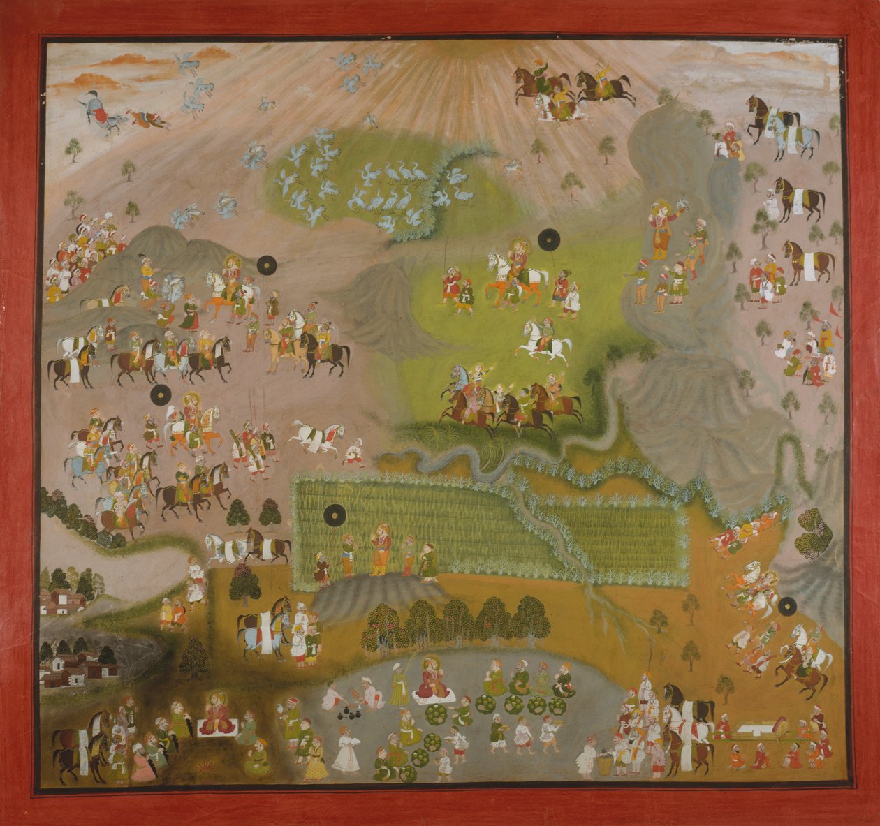 Maharana Jagat Singh Hawks for Cranes, 1744年。 作者 湿婆和达亚尔