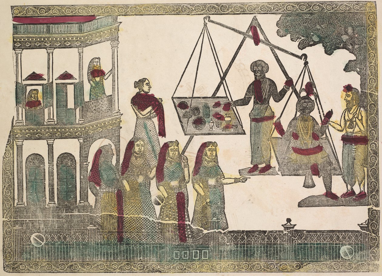 克里希纳（Krishna）对贵重物品的加权，1800年代。 作者 什里·戈宾达·钱德拉·罗伊