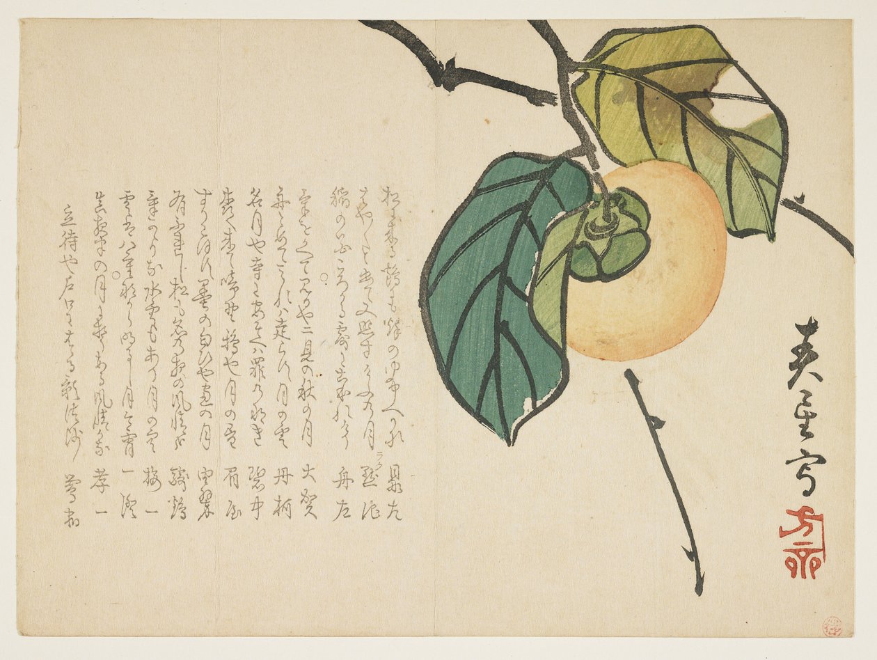 柿子，c.1854-59（彩色木版画） 作者 顺世