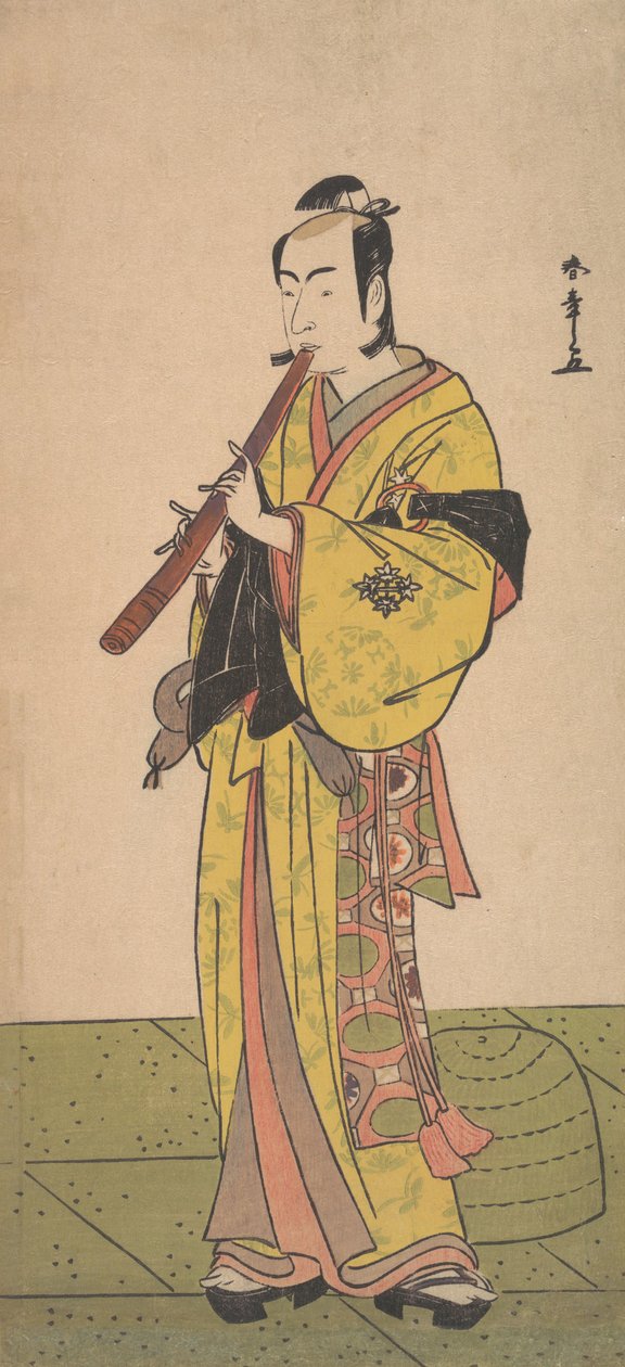 市川本之助作为一个穿着Komuso服装的人，约1788年。 作者 春庄