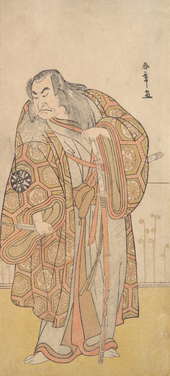 生野三世饰演的千代木在击打长崎，金币飞舞，18世纪末。 作者 春庄