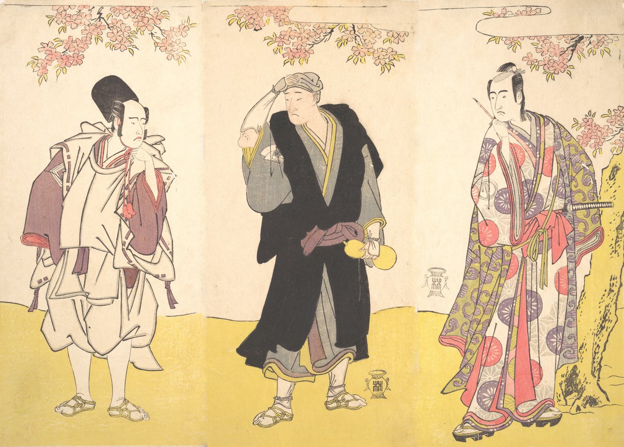 1786年11月，歌舞伎演员市川遥三、大野松介一、泽村宗九郎三。 作者 春庄