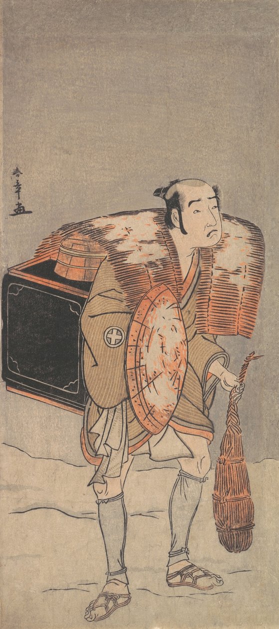 大谷富右卫门扮演的小贩在雪地里艰难行走，约1778年。 作者 春庄