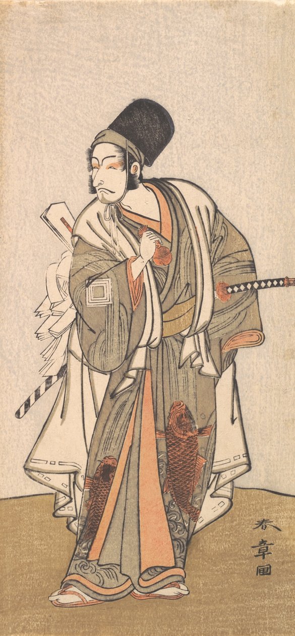 市川家的演员立像，可能是丹十郎四世，1726-1792。 作者 春庄