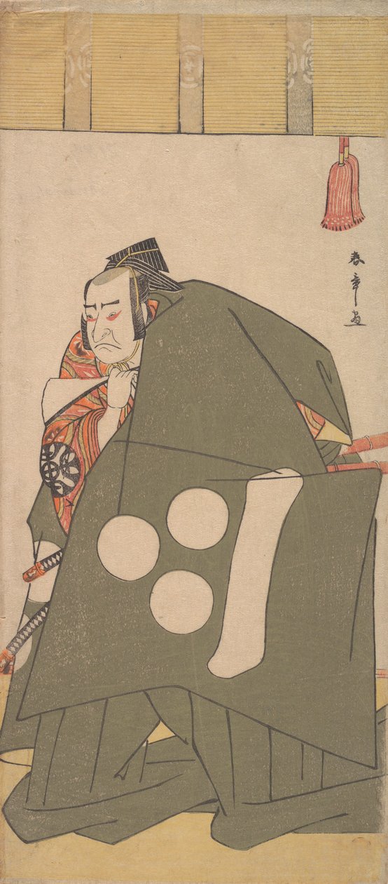 穿着深绿色长袍的演员中村中藏，约1781年。 作者 春庄