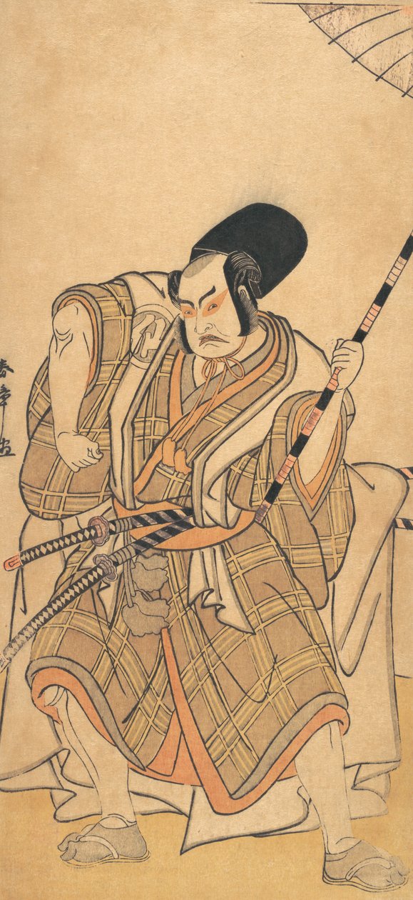 演员Nakamura Sukegoro II扮演武士，伪装成志士或随从...，约1778年。 作者 春庄