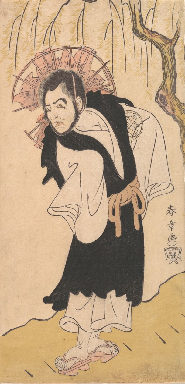 1726-1792年，演员中村宇田右卫门一世在柳树下当和尚。 作者 春庄