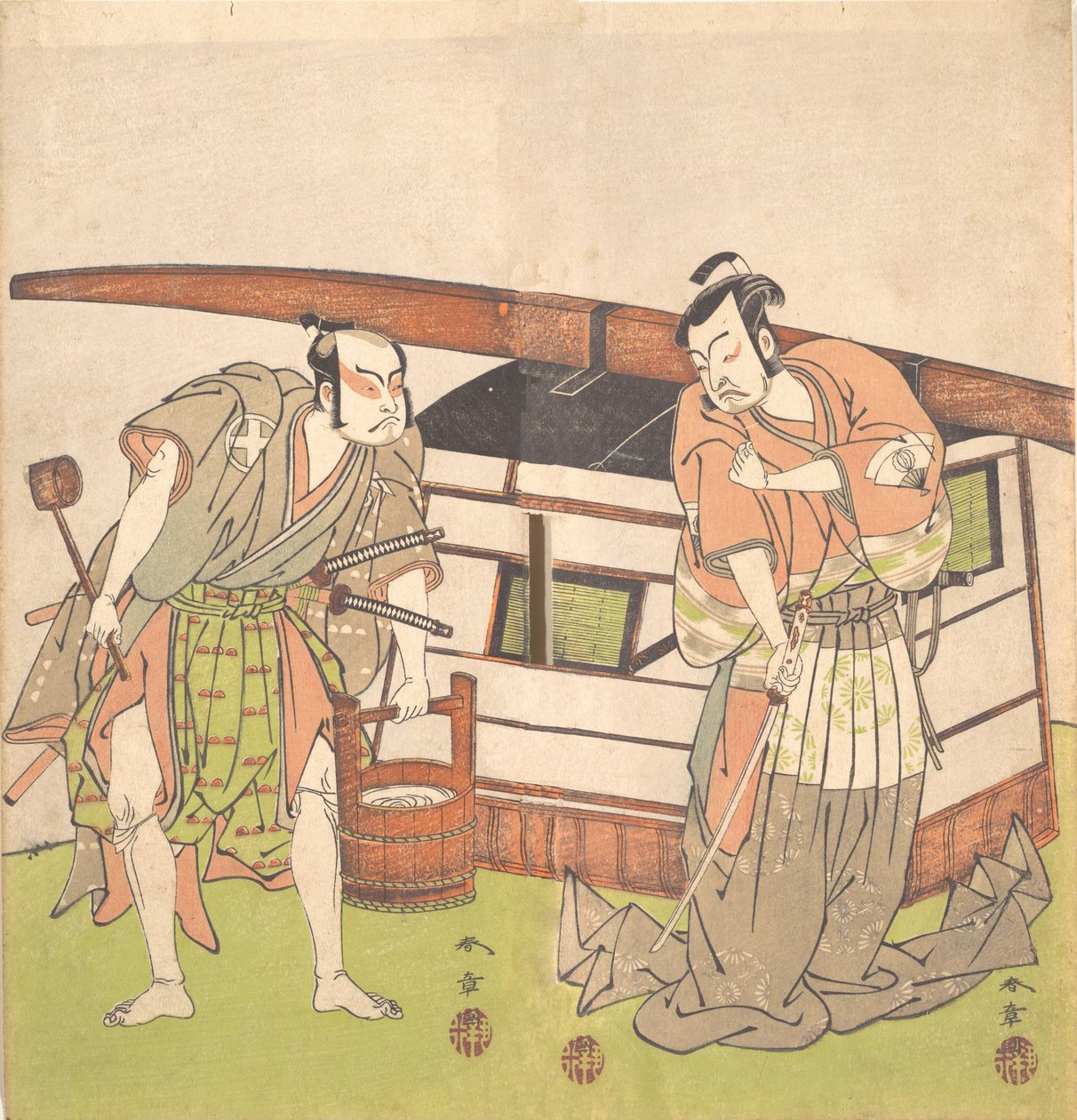 演员大谷广治三世和演员小野喜久五郎一世，约1778年。 作者 春庄