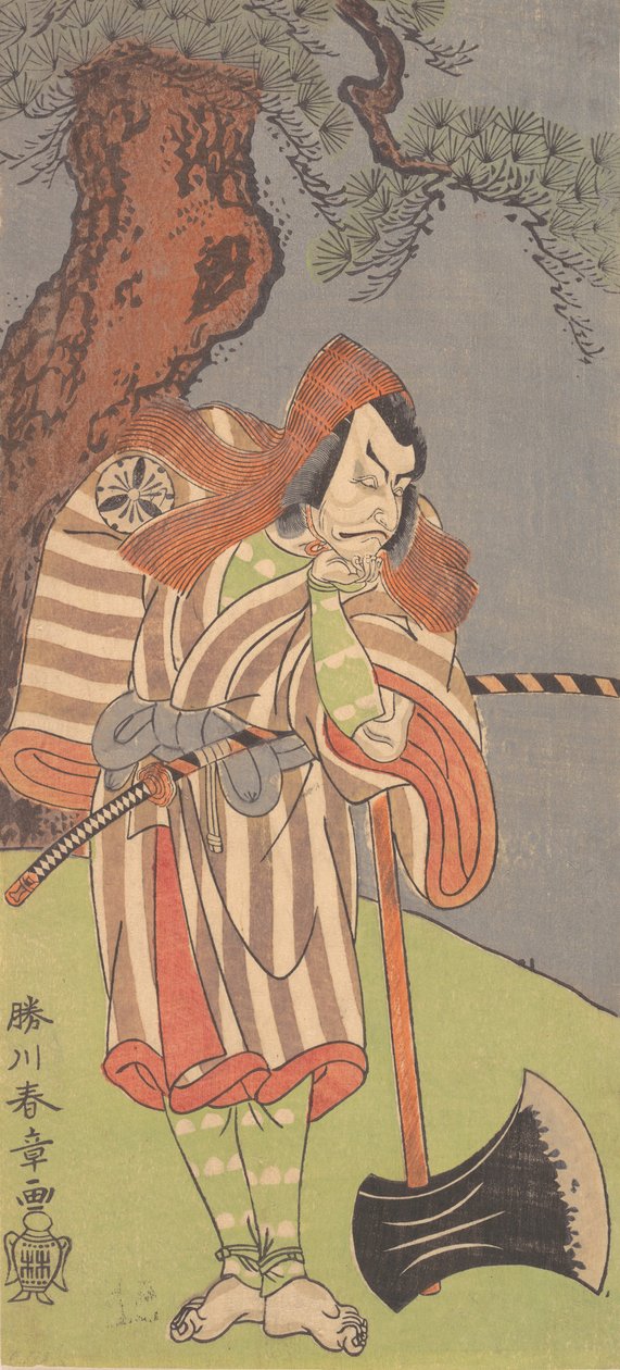 手持下巴的第四代丹朱罗演员......，1770年。 作者 春庄