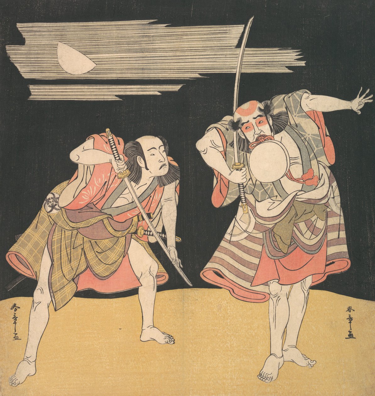 演员大谷富右卫门一世和万户光五郎一世，约1776年。 作者 春庄