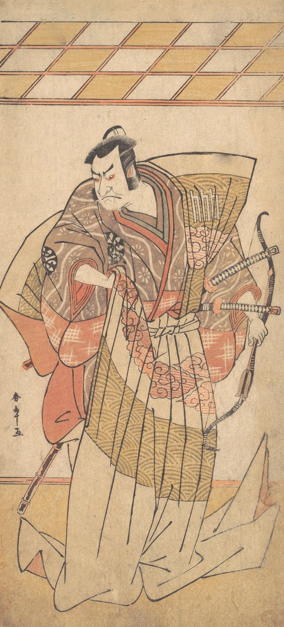 第一任中村中藏作为一个高等级的人，穿着Naga-Bakama的服装，约1781年。 作者 春庄