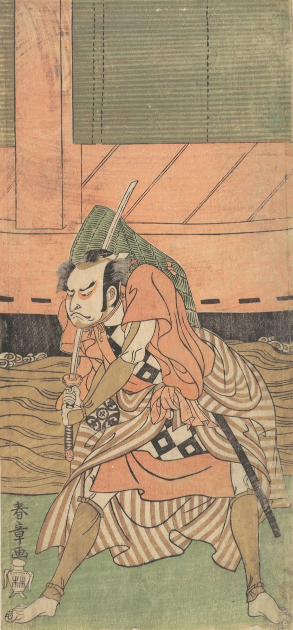 第一张中村中藏作为武士的照片，约1770年。 作者 春庄