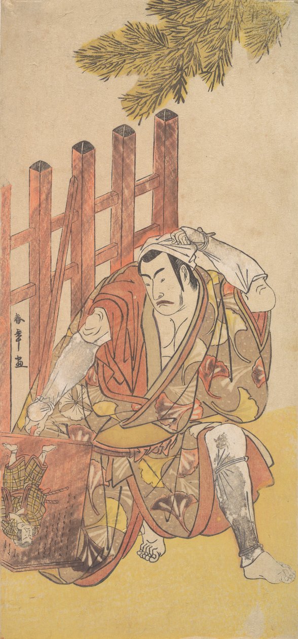 第四幅松本小四郎作为逃犯看着木制的新垣结衣，约1779-83年。 作者 春庄